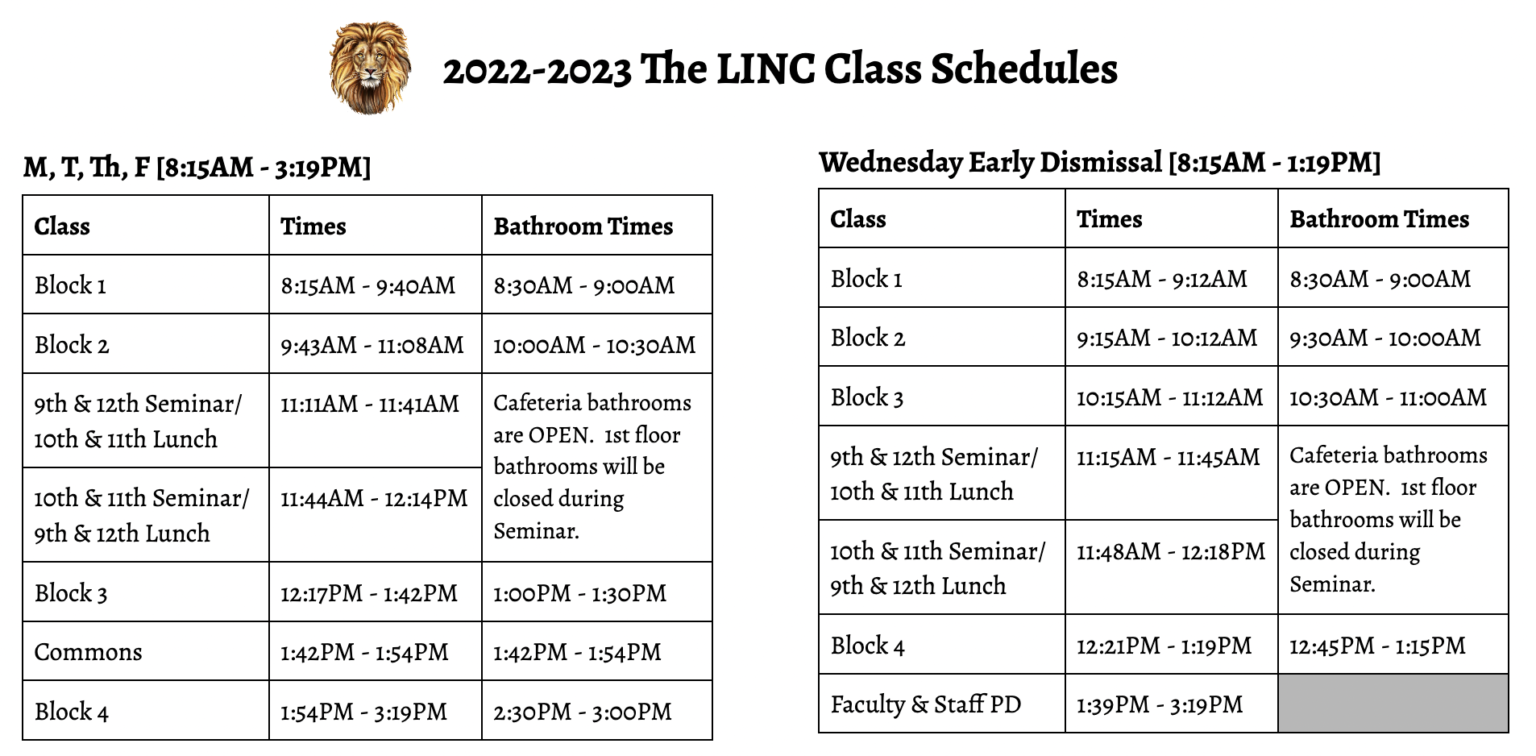 Class Schedules โ The LINC Class Schedules โ The LINC